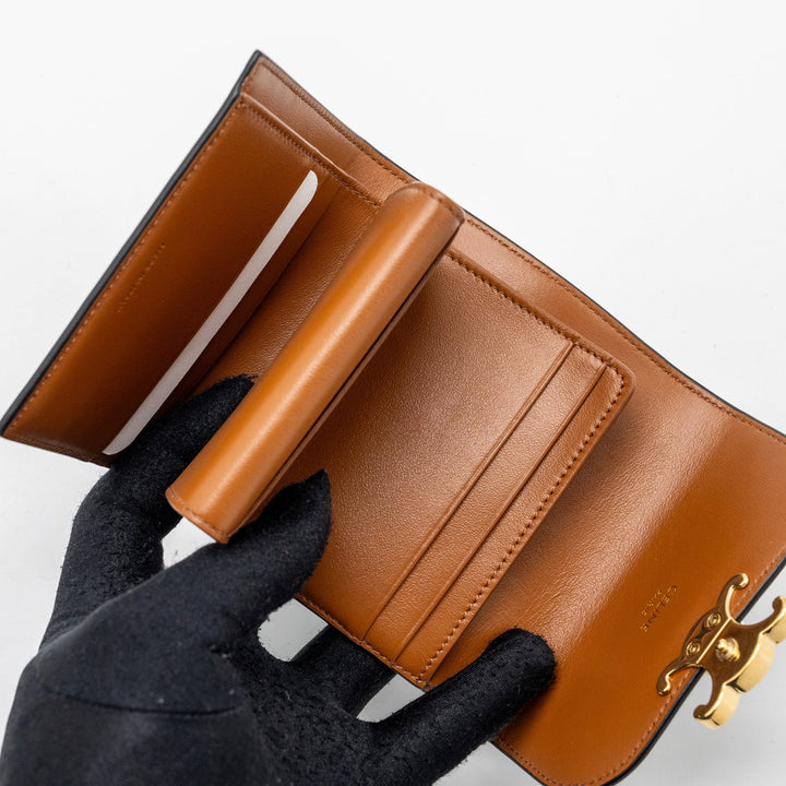 Top Quality Celine Small Triomphe Flap Wallet Canvas Tan