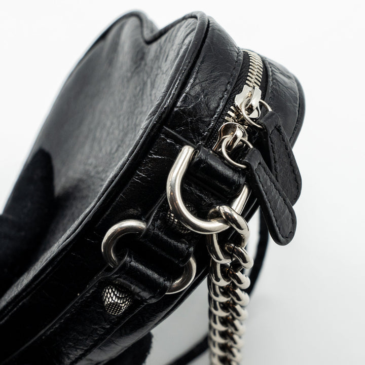 Top Quality Balenciaga Le Gagole Heart Mini Bag Arena Lambskin Black Ruthenium Hardware