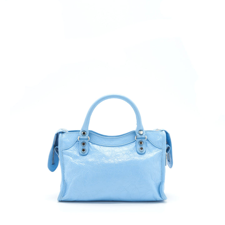 Top Quality Balenciaga Mini City Bag Light Blue SHW