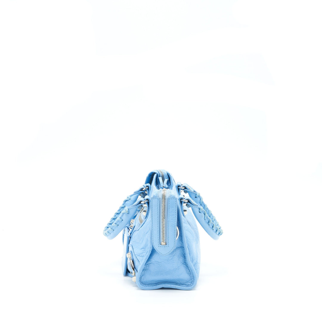 Top Quality Balenciaga Mini City Bag Light Blue SHW