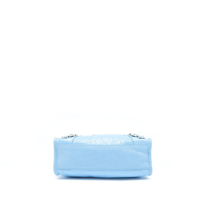 Top Quality Balenciaga Mini City Bag Light Blue SHW