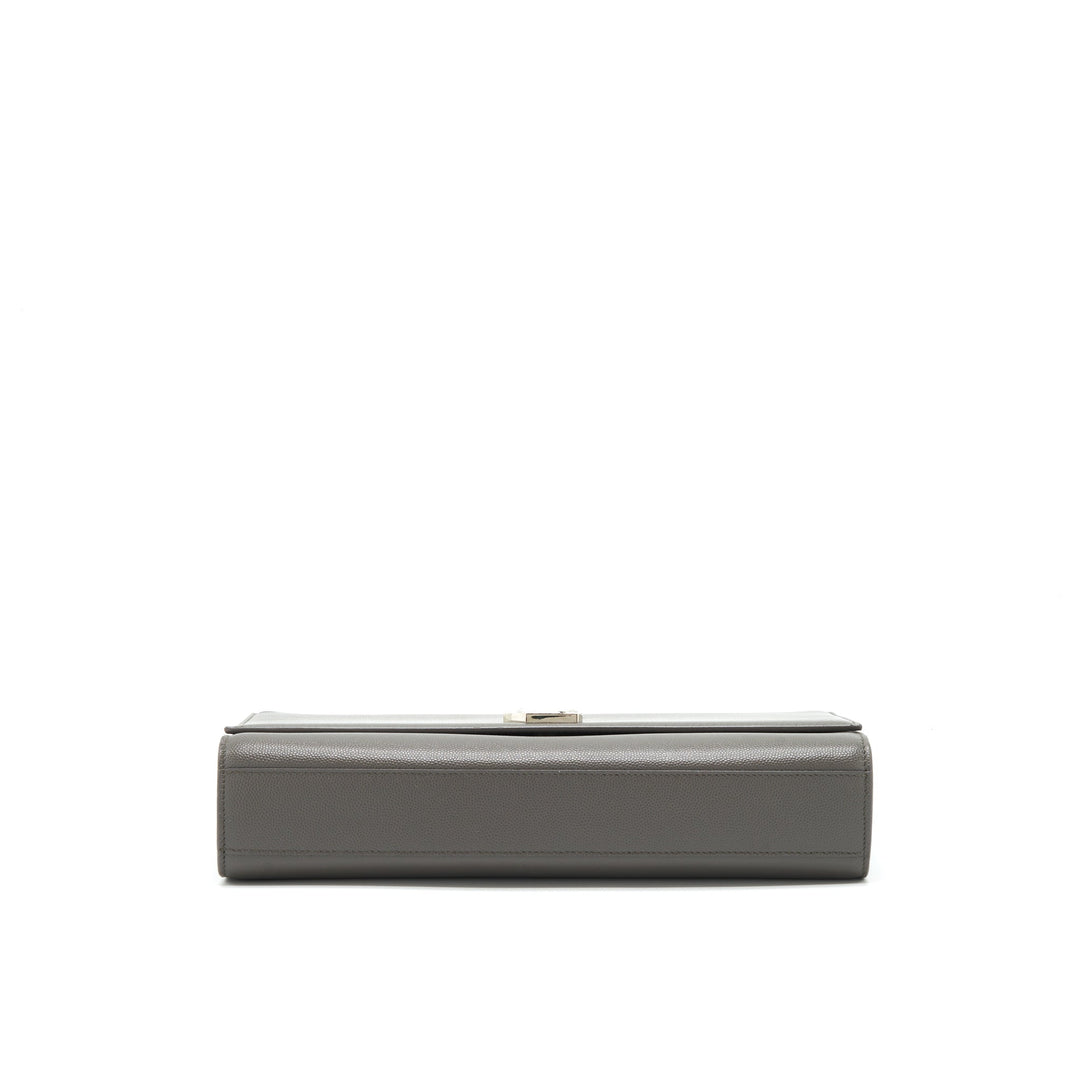 Saint Laurent(YSL) Large Monogramme Kate Chain Bag Grained Calfskin Grey SHW