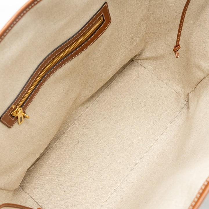 Celine cabas Marin canvas / calfskin natural / tan / multicolour