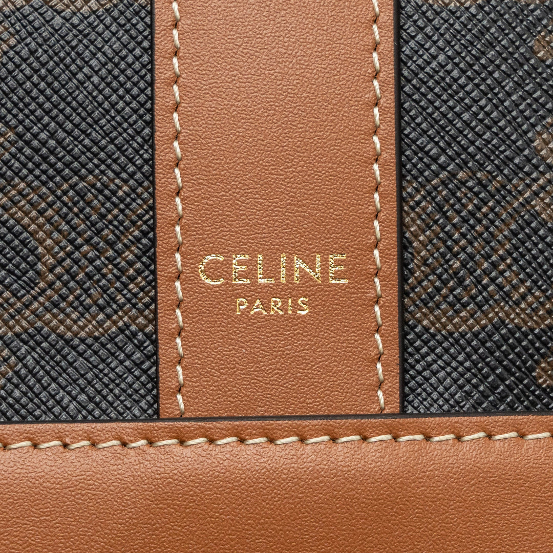 Top Quality Celine small bucket IN TRIOMPHE CANVAS AND CALFSKIN TAN