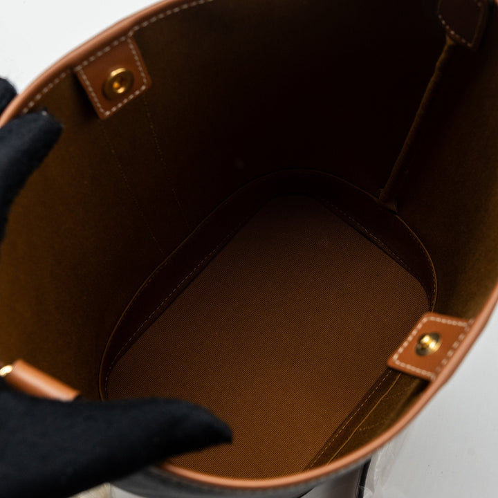 Celine small bucket IN TRIOMPHE CANVAS AND CALFSKIN TAN