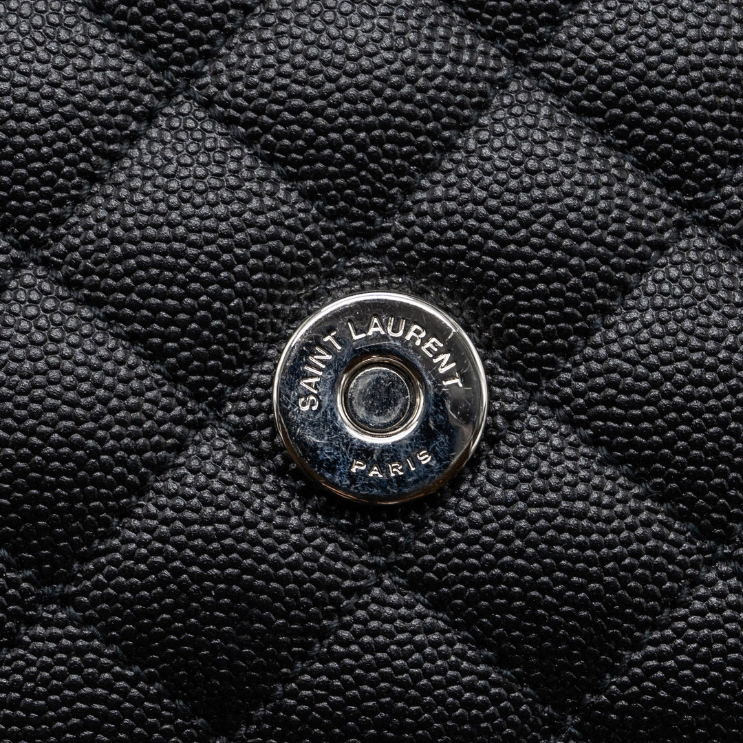 Saint Laurent/YSL Envelope Medium Chain Bag Grained Calfskin Mix Matelasse Black SHW
