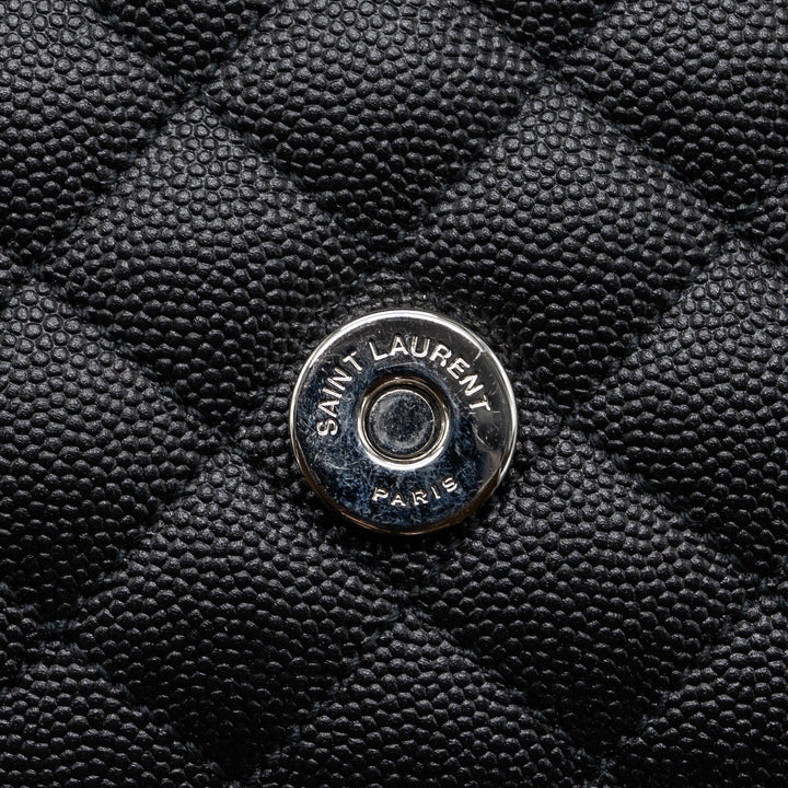 Saint Laurent/YSL Envelope Medium Chain Bag Grained Calfskin Mix Matelasse Black SHW