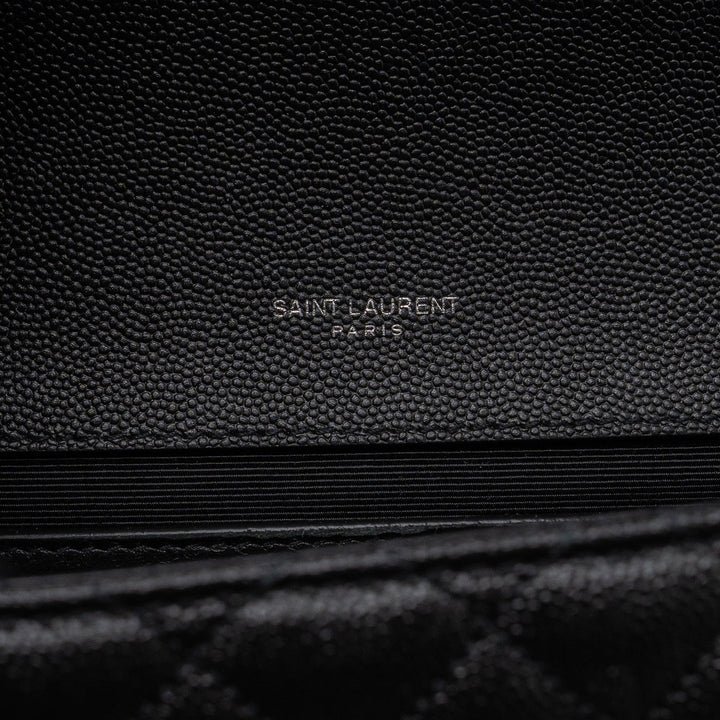 Saint Laurent/YSL Envelope Medium Chain Bag Grained Calfskin Mix Matelasse Black SHW