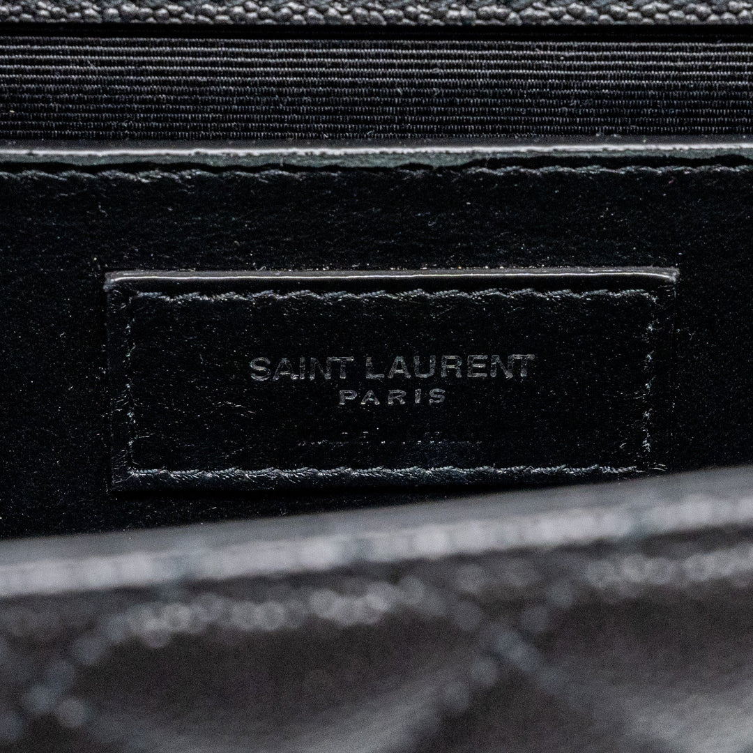 Saint Laurent/YSL Envelope Medium Chain Bag Grained Calfskin Mix Matelasse Black SHW