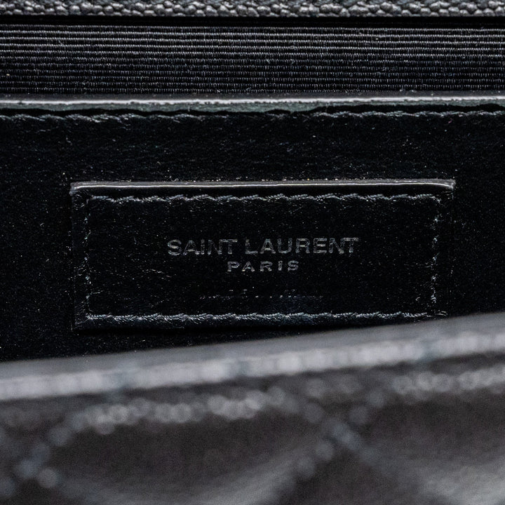 Saint Laurent/YSL Envelope Medium Chain Bag Grained Calfskin Mix Matelasse Black SHW