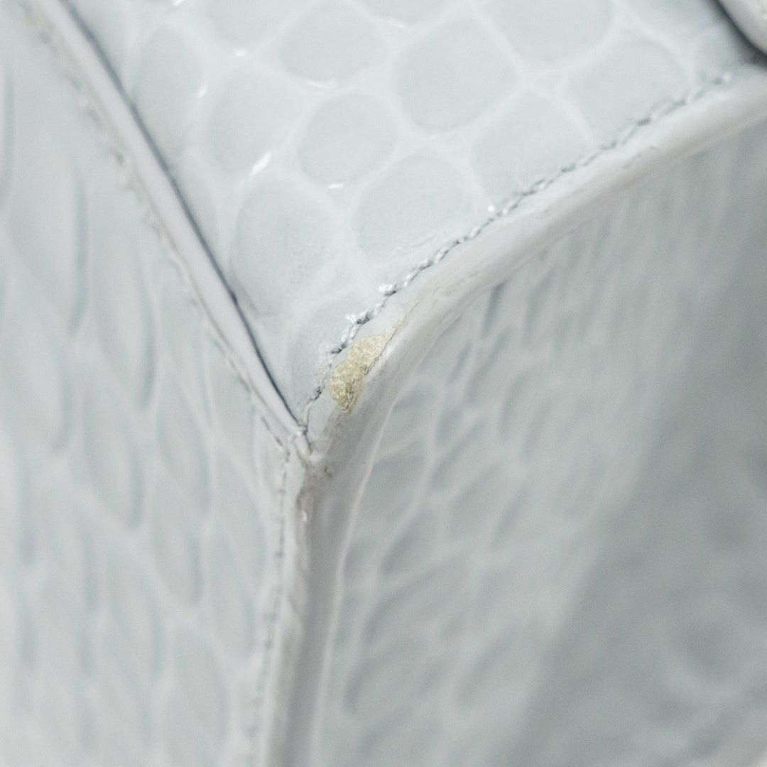Top Quality Balenciaga Small Hourglass Bag Croc-embossed Calfskin Grey SHW