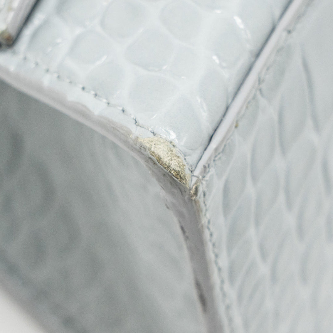Top Quality Balenciaga Small Hourglass Bag Croc-embossed Calfskin Grey SHW