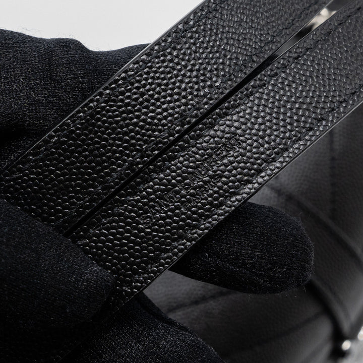 Saint Laurent/YSL Envelope Medium Chain Bag Grained Calfskin Mix Matelasse Black SHW
