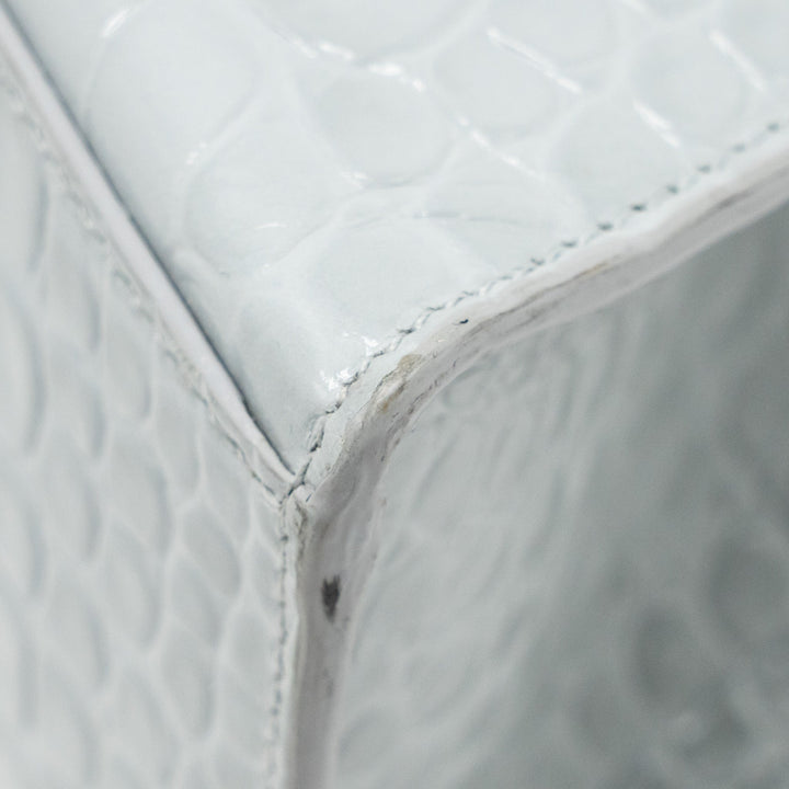 Top Quality Balenciaga Small Hourglass Bag Croc-embossed Calfskin Grey SHW