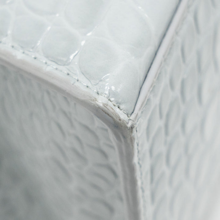 Top Quality Balenciaga Small Hourglass Bag Croc-embossed Calfskin Grey SHW