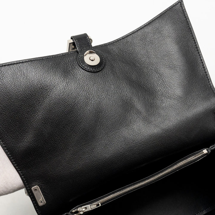 Top Quality Balenciaga Medium Crush Shoulder Bag Calfskin Leather Black SHW