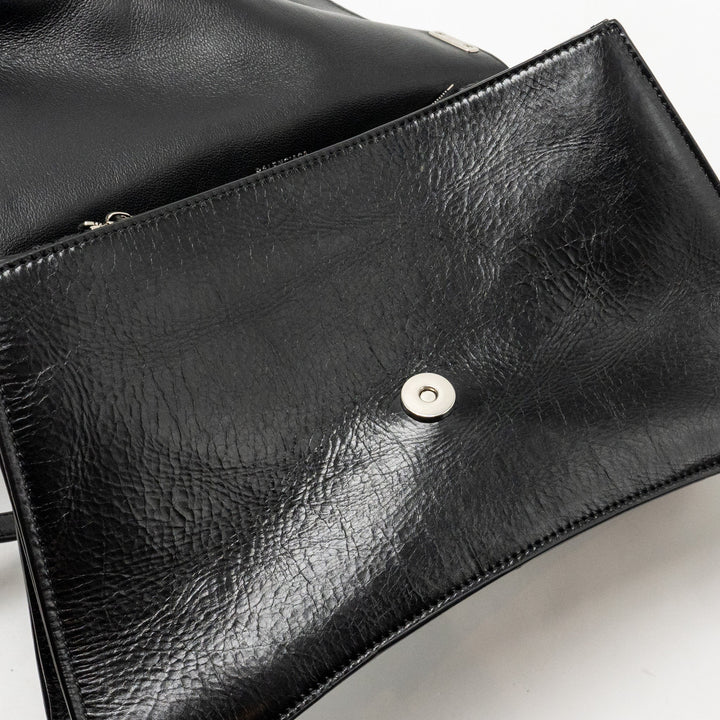 Top Quality Balenciaga Medium Crush Shoulder Bag Calfskin Leather Black SHW