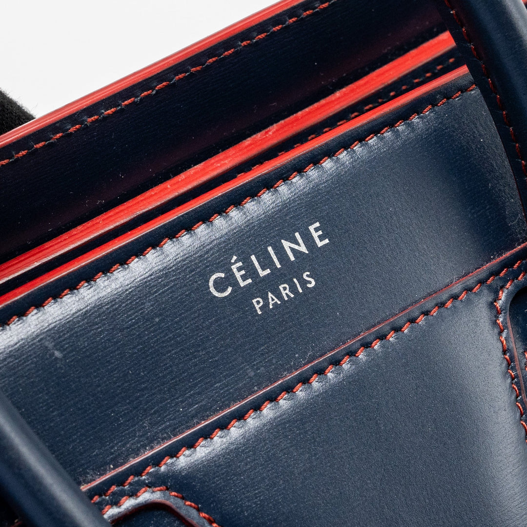 Celine Nano Luggage bag calfskin navy / red