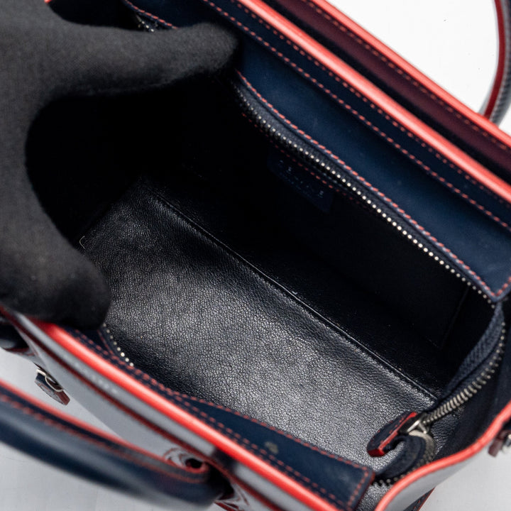 Celine Nano Luggage bag calfskin navy / red