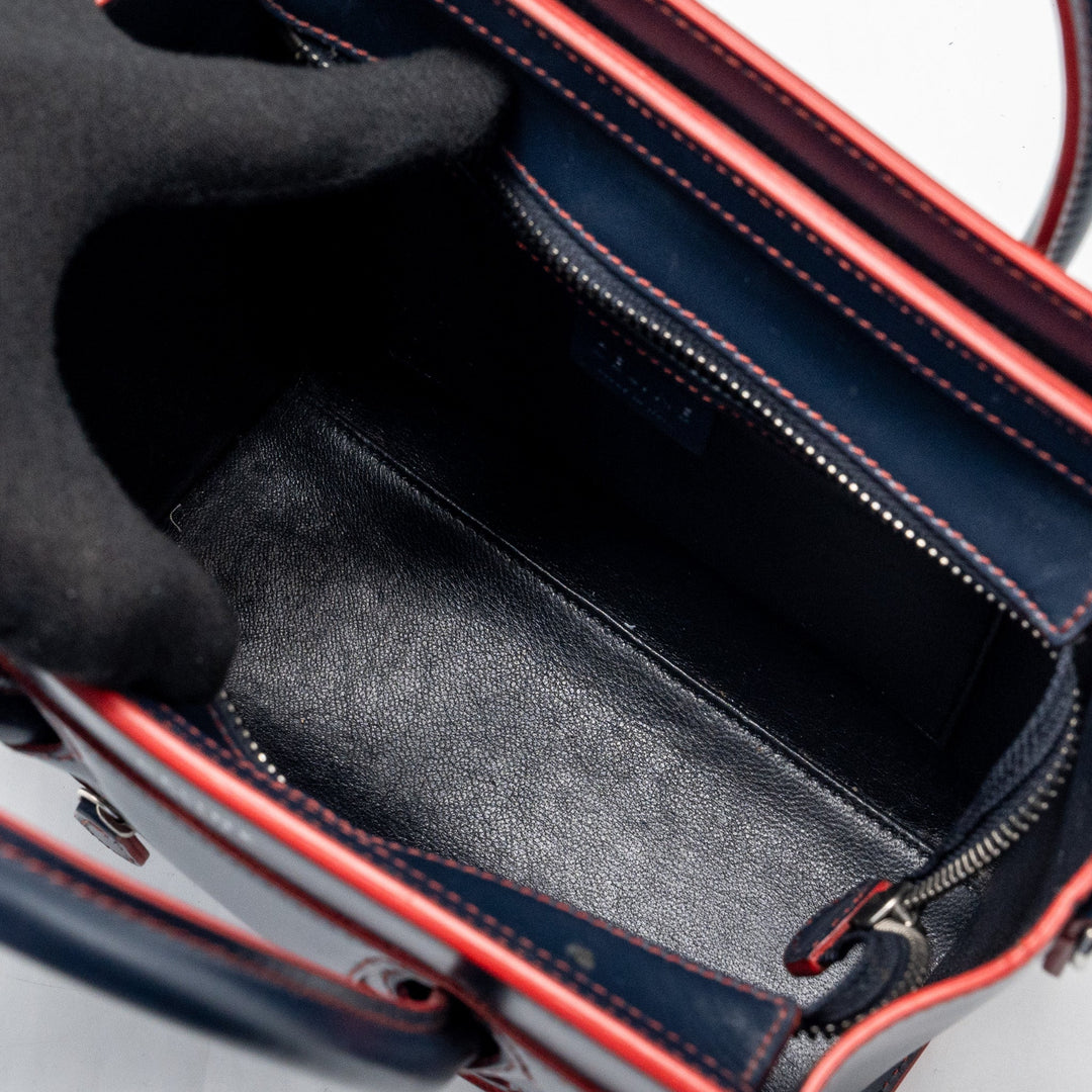 Top Quality Celine Nano Luggage bag calfskin navy / red