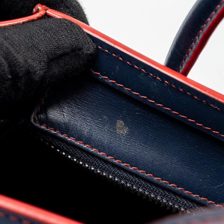 Celine Nano Luggage bag calfskin navy / red