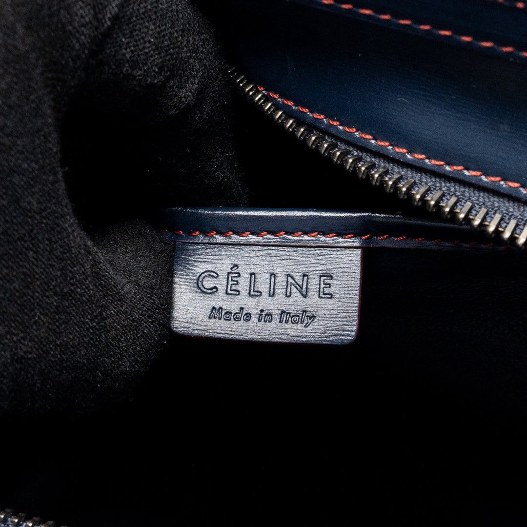 Celine Nano Luggage bag calfskin navy / red