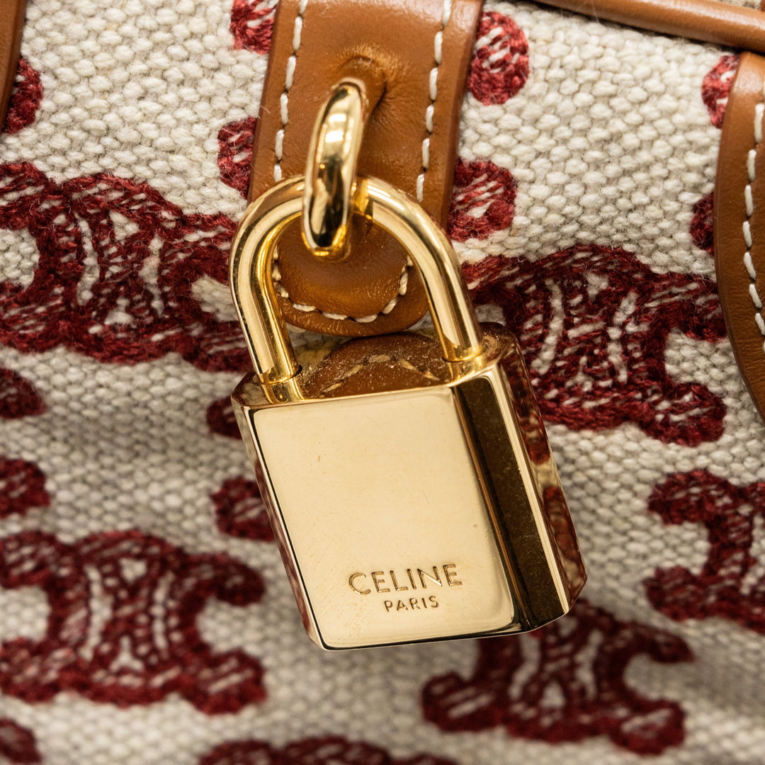 Top Quality Celine Small Boston Textile Triomphe Fox Red