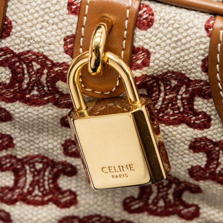 Top Quality Celine Small Boston Textile Triomphe Fox Red