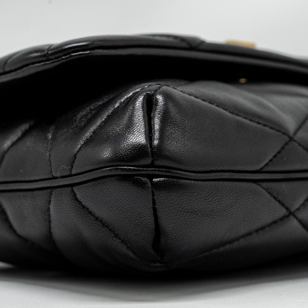 Saint Laurent/YSL LE 57 Quilted Hobo Shoulder Bag Lambskin Black Multicolour Hardware
