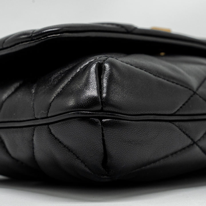 Saint Laurent/YSL LE 57 Quilted Hobo Shoulder Bag Lambskin Black Multicolour Hardware