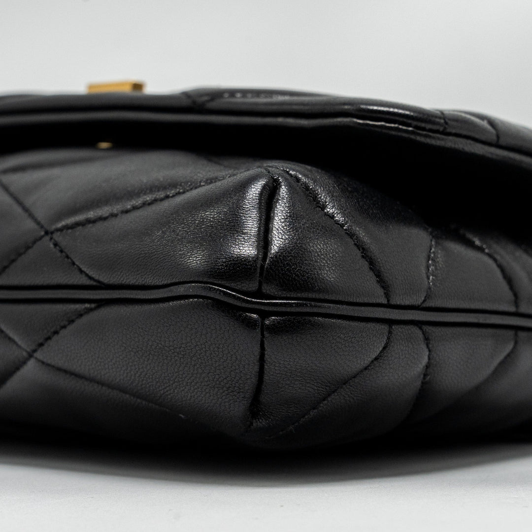 Saint Laurent/YSL LE 57 Quilted Hobo Shoulder Bag Lambskin Black Multicolour Hardware