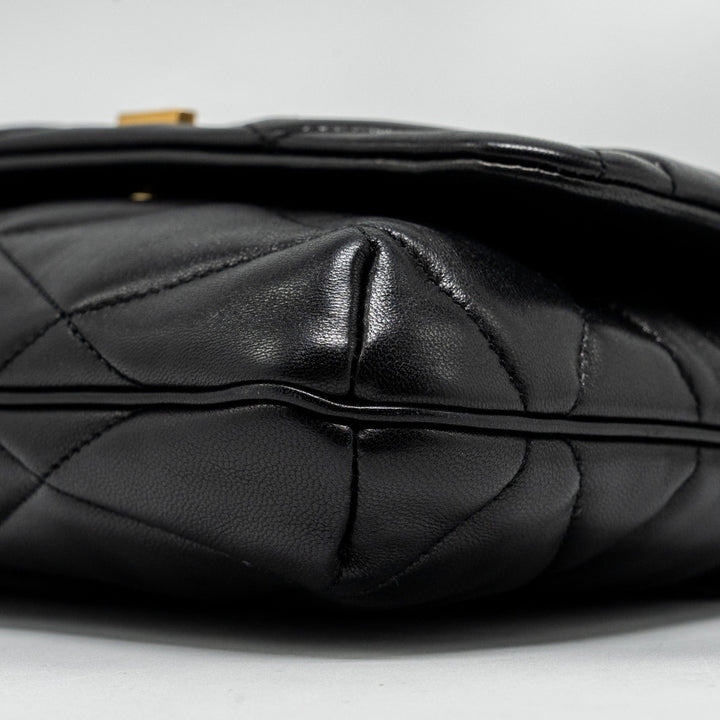 Saint Laurent/YSL LE 57 Quilted Hobo Shoulder Bag Lambskin Black Multicolour Hardware
