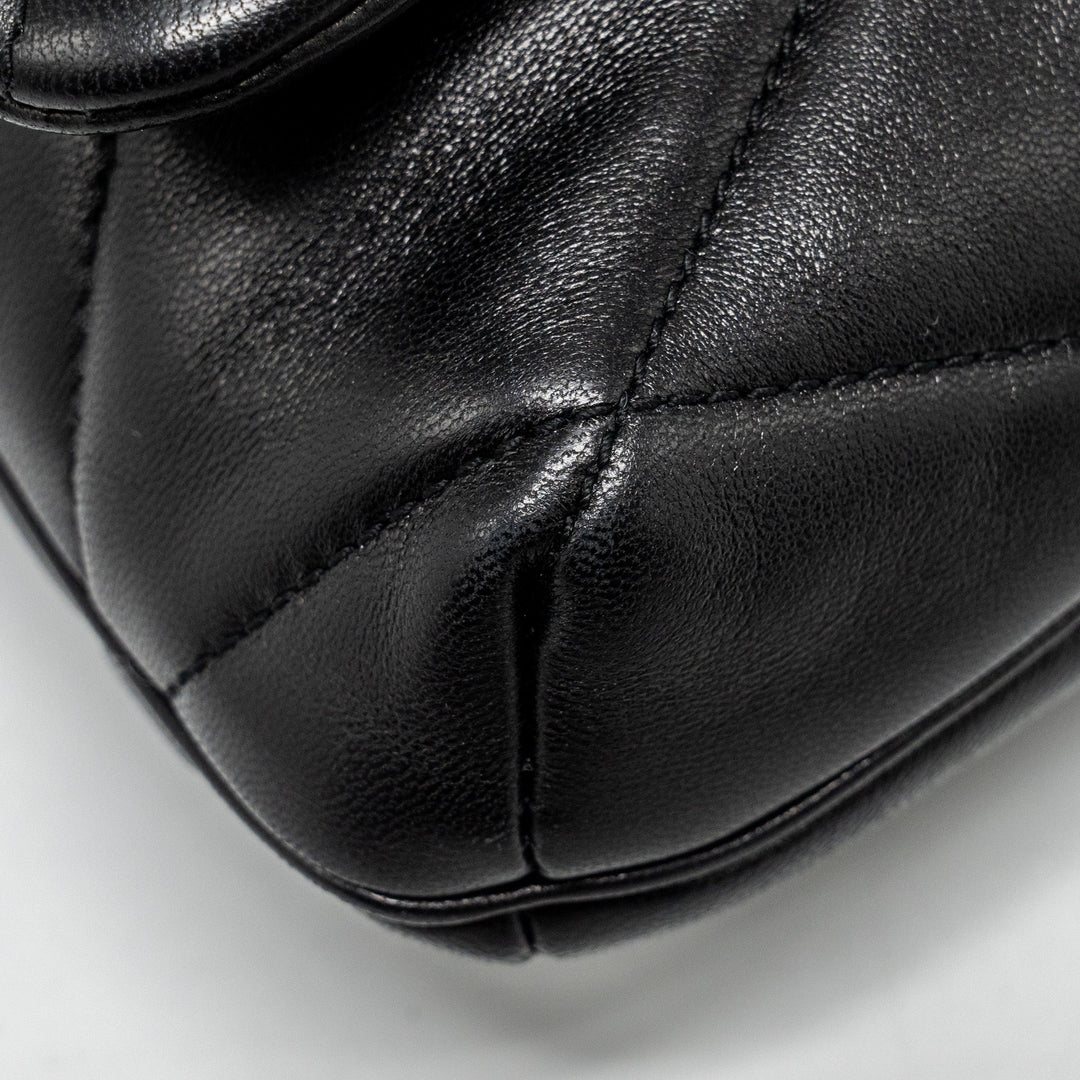 Saint Laurent/YSL LE 57 Quilted Hobo Shoulder Bag Lambskin Black Multicolour Hardware