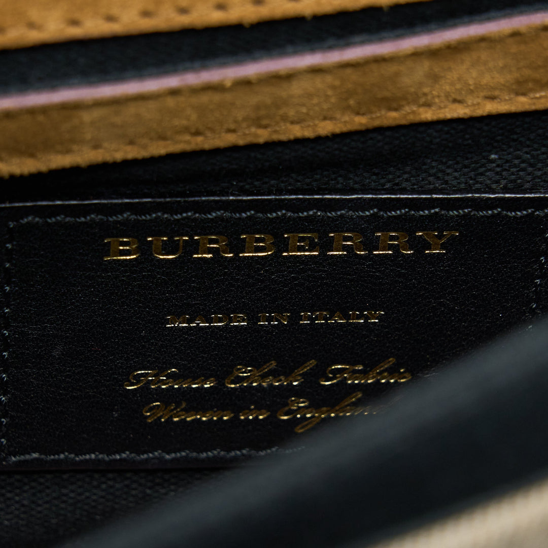 Burberry Small Leather And House Check Crossbody Bag Pale Orchid