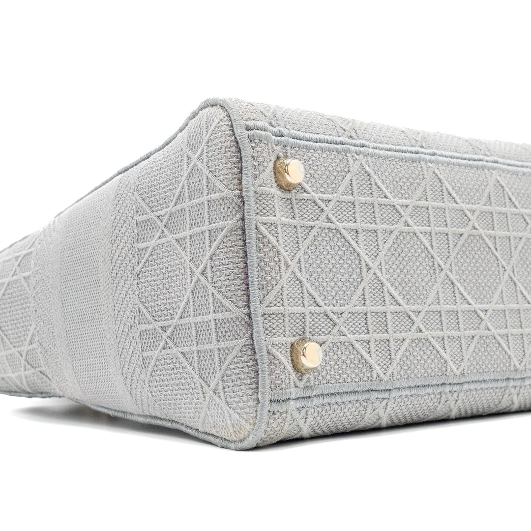 Top quality Dior Medium Lady D-Lite Bag Cannage Embroidery Grey