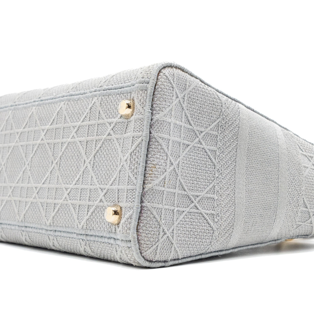 Top quality Dior Medium Lady D-Lite Bag Cannage Embroidery Grey