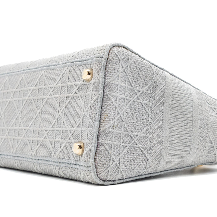 Top quality Dior Medium Lady D-Lite Bag Cannage Embroidery Grey