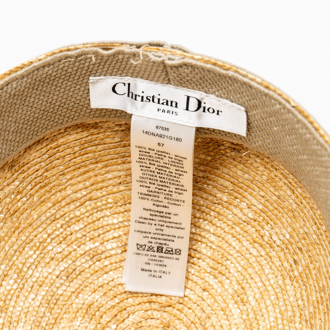 Top quality Dior Size 57 Raffia Cap Grey/Multicolour