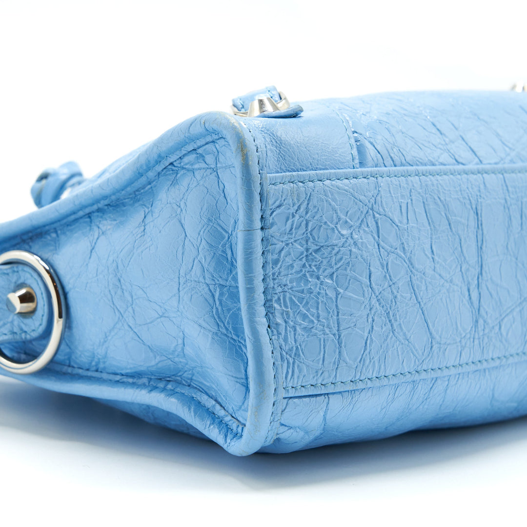 Top Quality Balenciaga Mini City Bag Light Blue SHW
