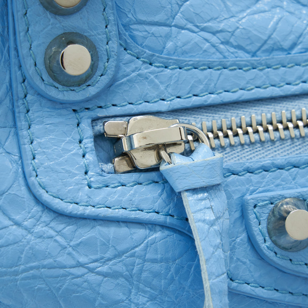 Top Quality Balenciaga Mini City Bag Light Blue SHW