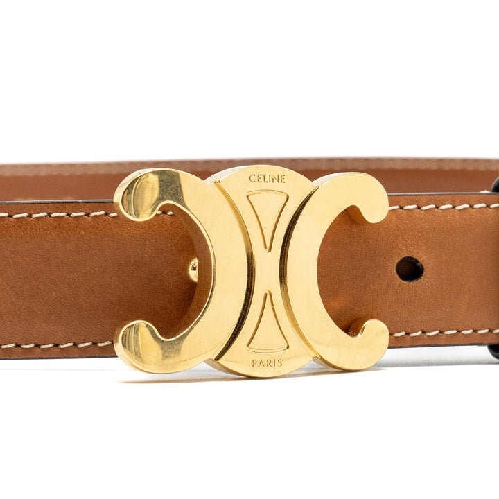 Top Quality Celine size 80 SMALL TRIOMPHE BELT IN NATURAL CALFSKIN TAN