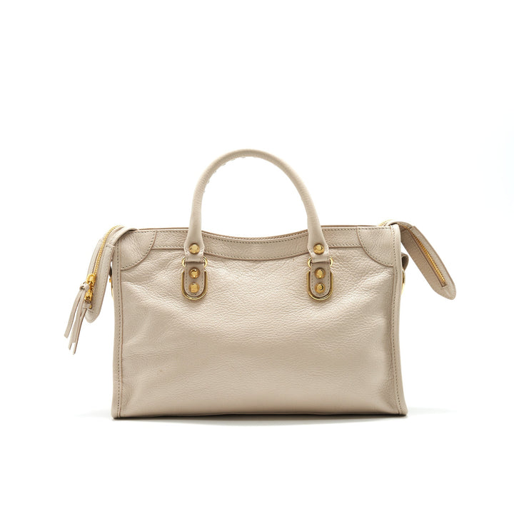Top Quality Balenciaga SMALL METALLIC EDGE CITY BEIGE GHW