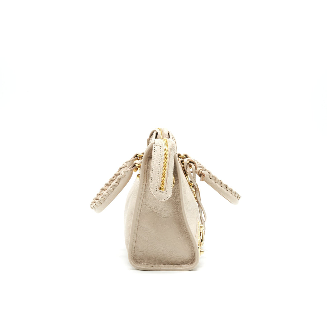 Top Quality Balenciaga SMALL METALLIC EDGE CITY BEIGE GHW
