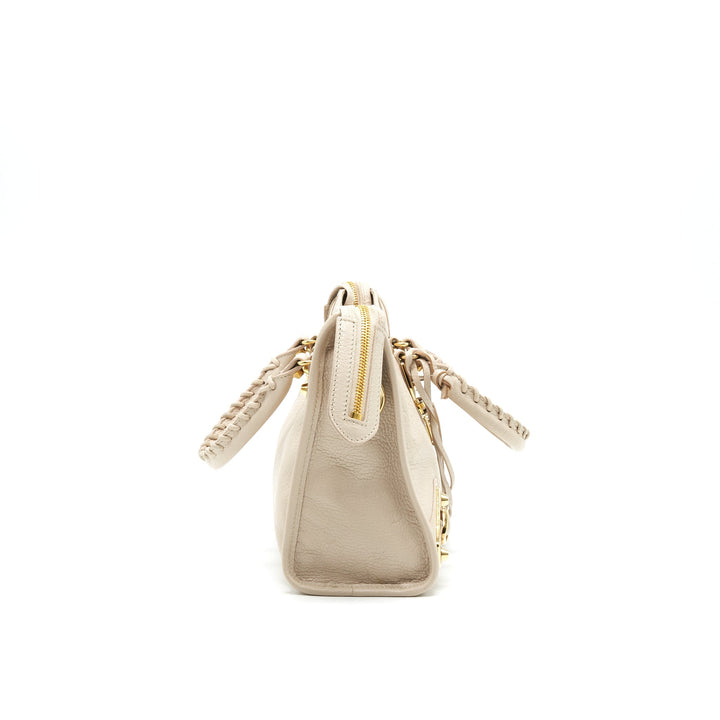 Top Quality Balenciaga SMALL METALLIC EDGE CITY BEIGE GHW