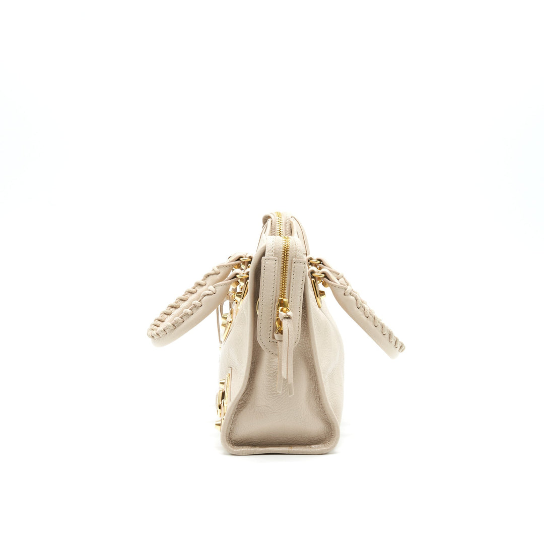 Top Quality Balenciaga SMALL METALLIC EDGE CITY BEIGE GHW