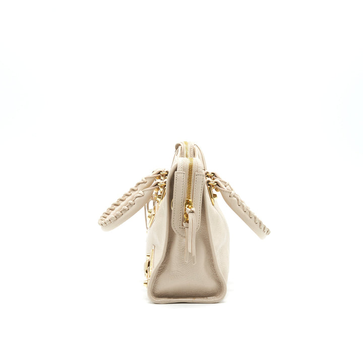 Top Quality Balenciaga SMALL METALLIC EDGE CITY BEIGE GHW