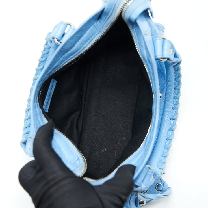 Top Quality Balenciaga Mini City Bag Light Blue SHW