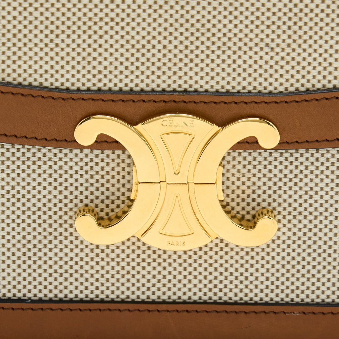 Celine Medium Triomphe Bag in Textile Natural Calfskin