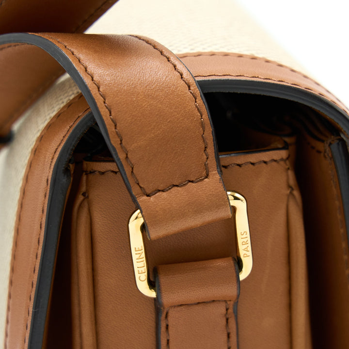 Celine Medium Triomphe Bag in Textile Natural Calfskin