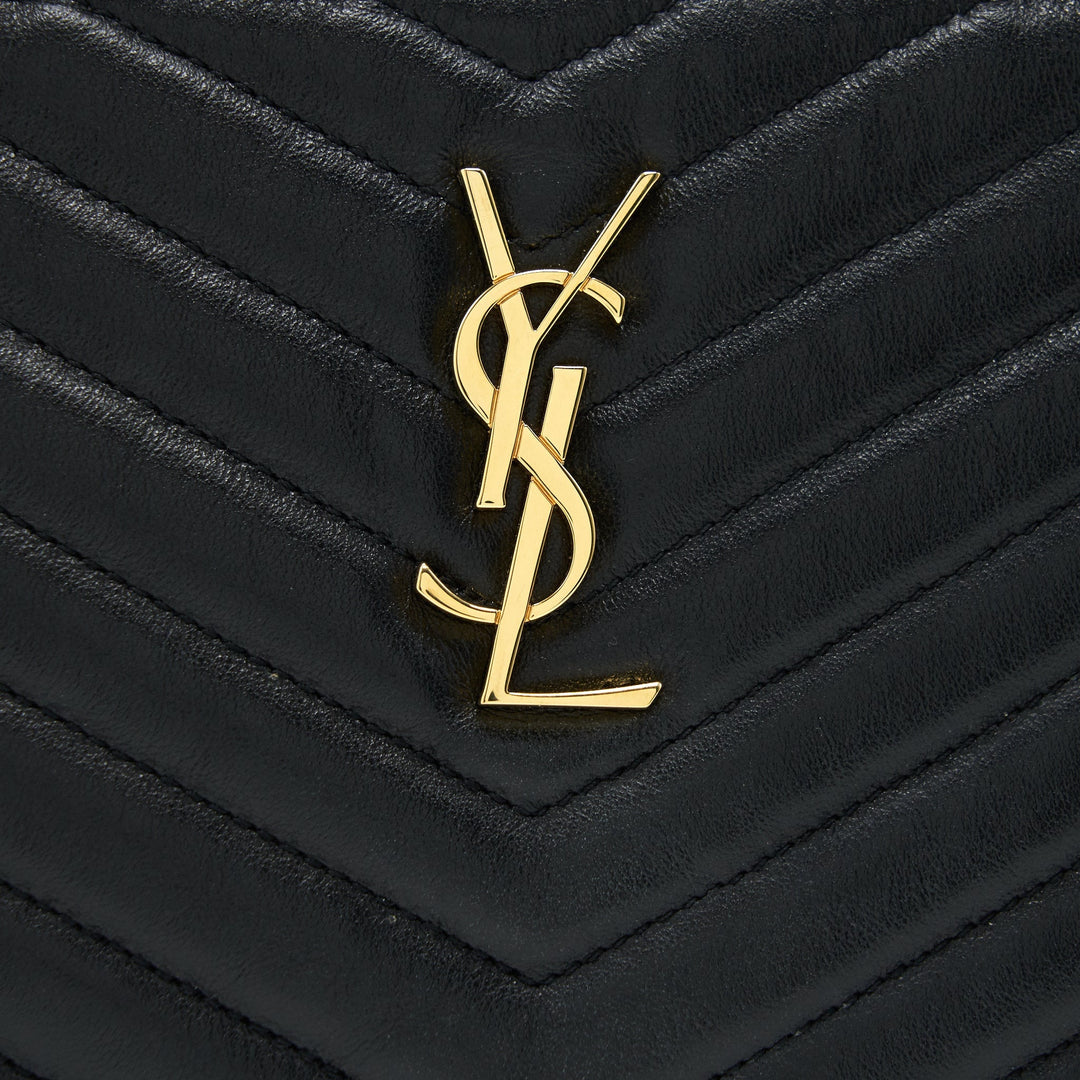 Saint Laurent Monogram Quilted Leather Pouch Black GHW